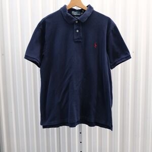 Polo Ralph Lauren Polo Shirt Men XL Navy Blue Slim Fit Short Sleeve Cotton